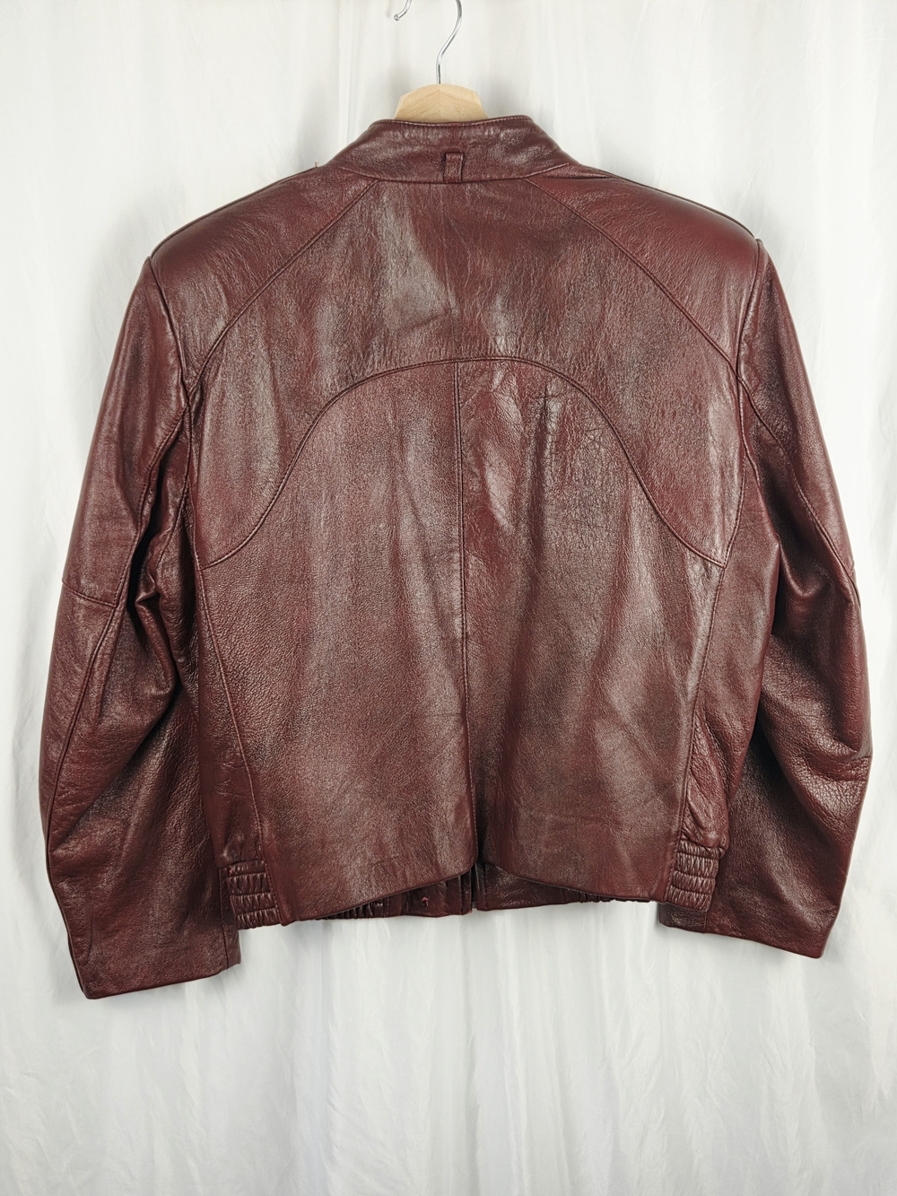 Lapiel Burgundy Leather Bomber Zip Up Jacket Size 42 - Picture 8 of 16